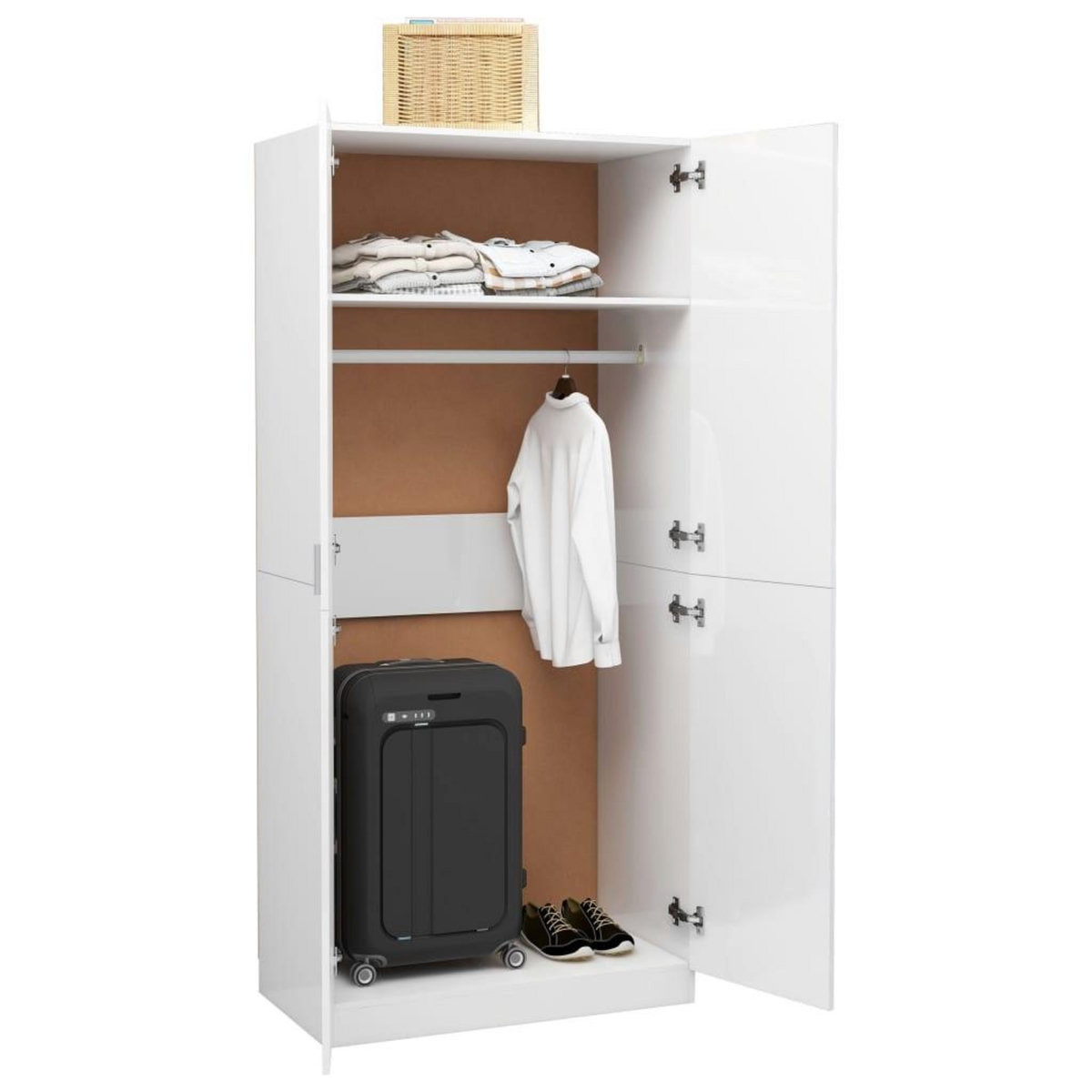 VIDAXL Garde-robe Blanc brillant 90x52x200 cm Bois d'ingenierie