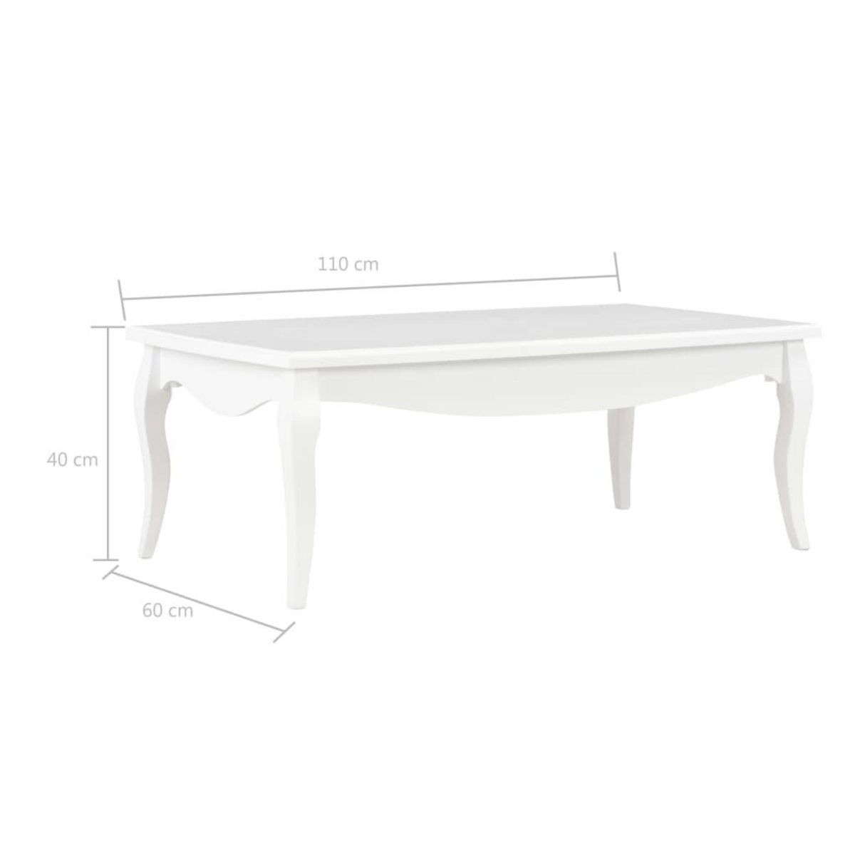 VIDAXL Table basse Blanc 110x60x40 cm Bois de pin massif