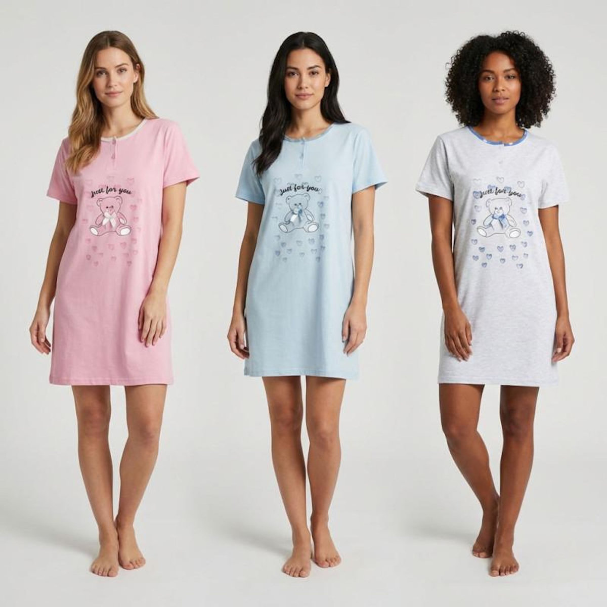 OZABI OZABI Chemise de Nuit Femme Microfibre OURSON Manches Courtes