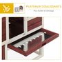 Voir la diapositive 6 : PAWHUT Clapier cage à lapins multi-équipé : niche supérieure avec rampe, plateau excrément, fenêtre + enclos  extérieur sécurisé 2 portes 122L x 63l x 92H cm rouge brique