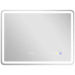 HOMCOM Miroir lumineux LED salle de bain Bluetooth 60x80cm - horloge numérique, antibuée, tactile, réglable - verre trempé 4 mm