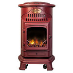 UNIVERSAL Poêle à gaz Fonte véritable 3.4KW Rouge Chauffage d'appoint au gaz Effet feu de bois Provence UNIVERSAL