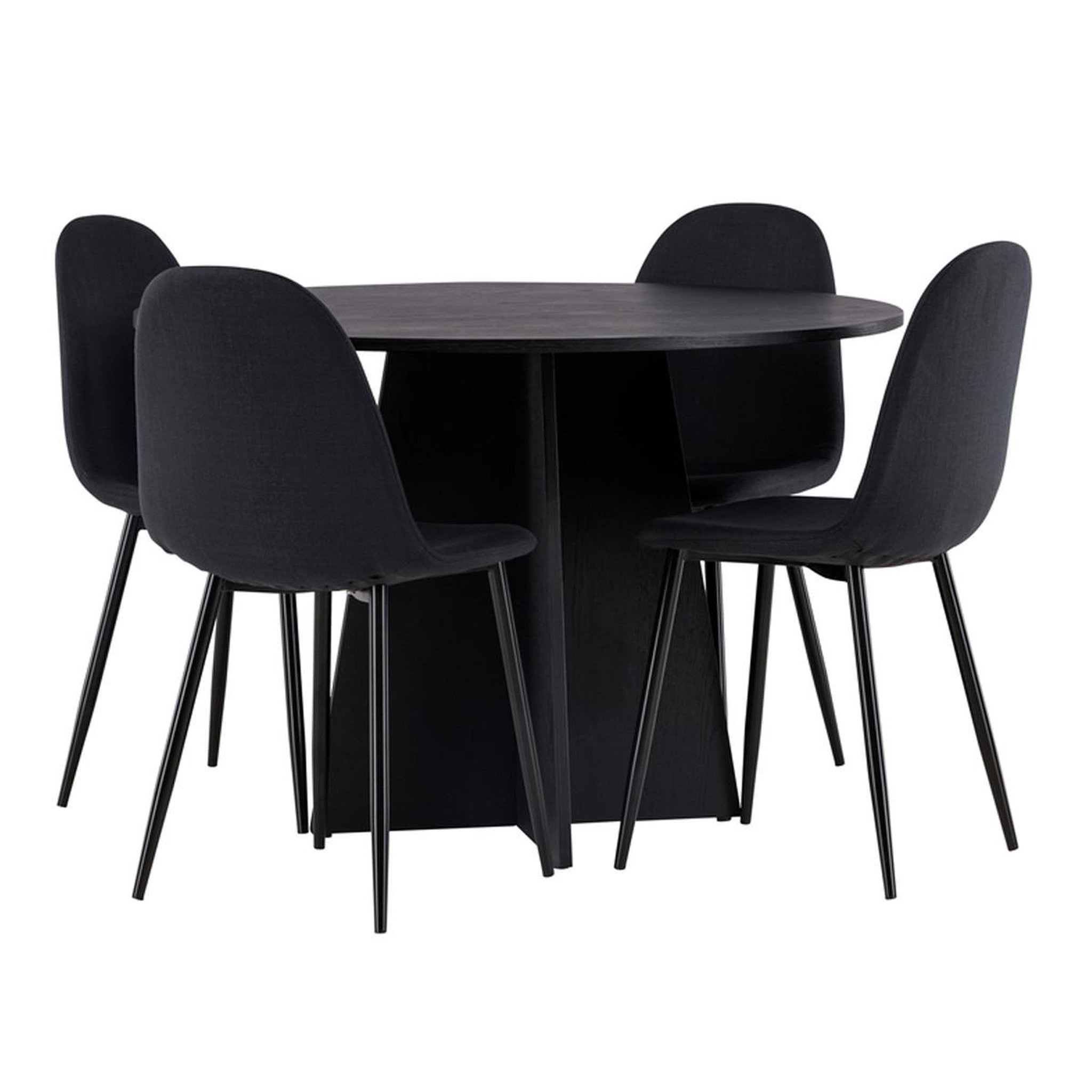 Paris Prix Ensemble table à manger & 4 chaises  bootcut & polar  110cm noir