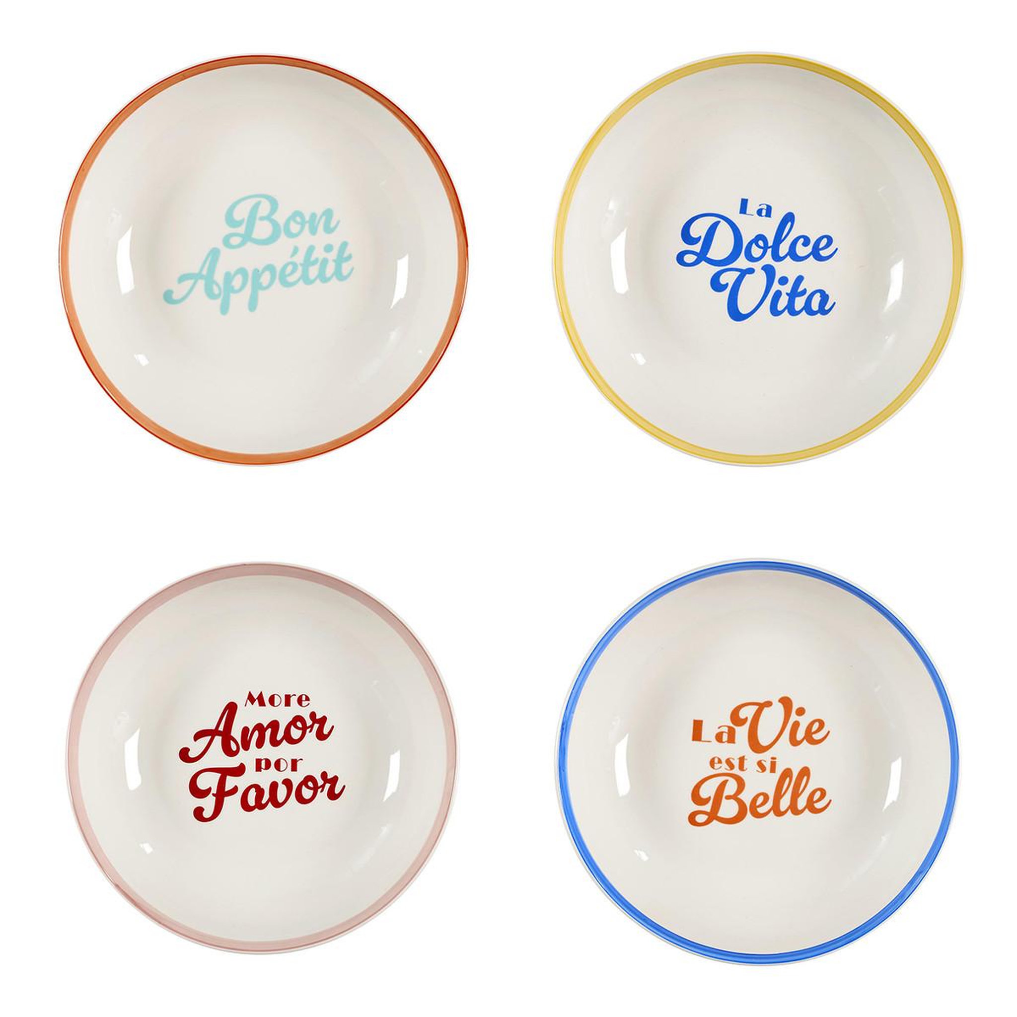 Paris Prix Lot de 4 Assiettes Creuses  Dolce Vita  20cm Multicolore