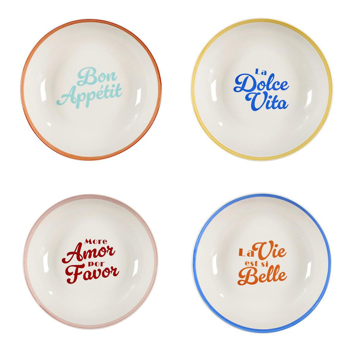 Paris Prix Lot de 4 Assiettes Creuses  Dolce Vita  20cm Multicolore