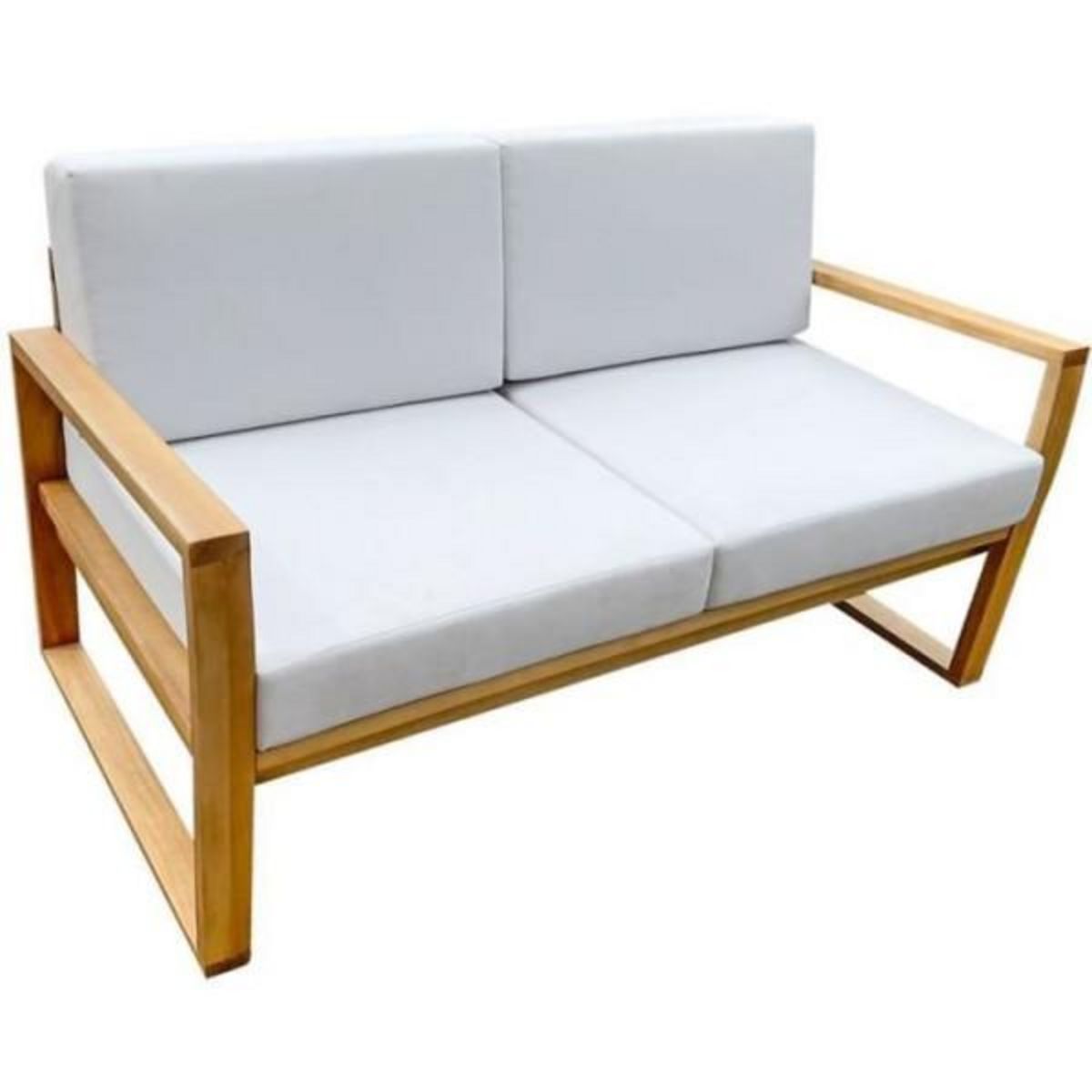 MARKET24 Salon de jardin en bois d'Acacia FSC - PALAWAN - 4 personnes - Coussins gris perle