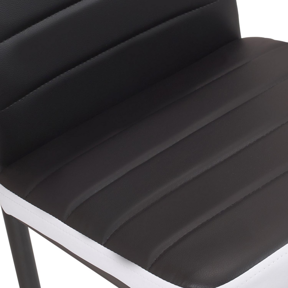 ID MARKET Lot de 6 chaises ROMANE noires bandeau blanc pour salle à manger