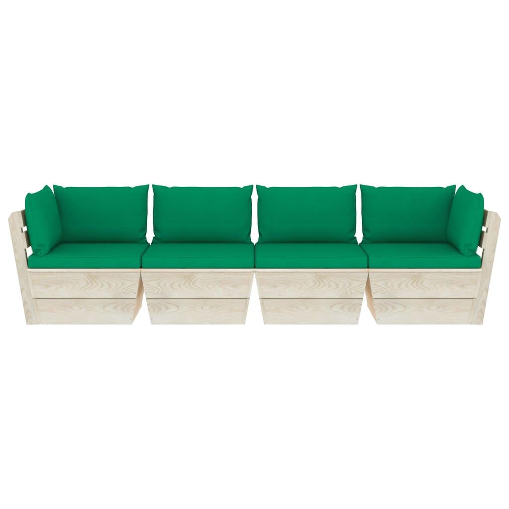 Voir la diapositive 3 : VIDAXL Canape palette a 4 places de jardin avec coussins Bois d'epicea