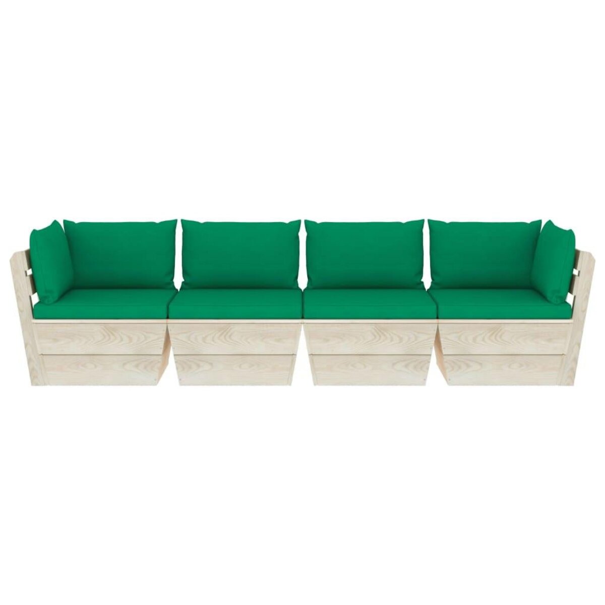 VIDAXL Canape palette a 4 places de jardin avec coussins Bois d'epicea