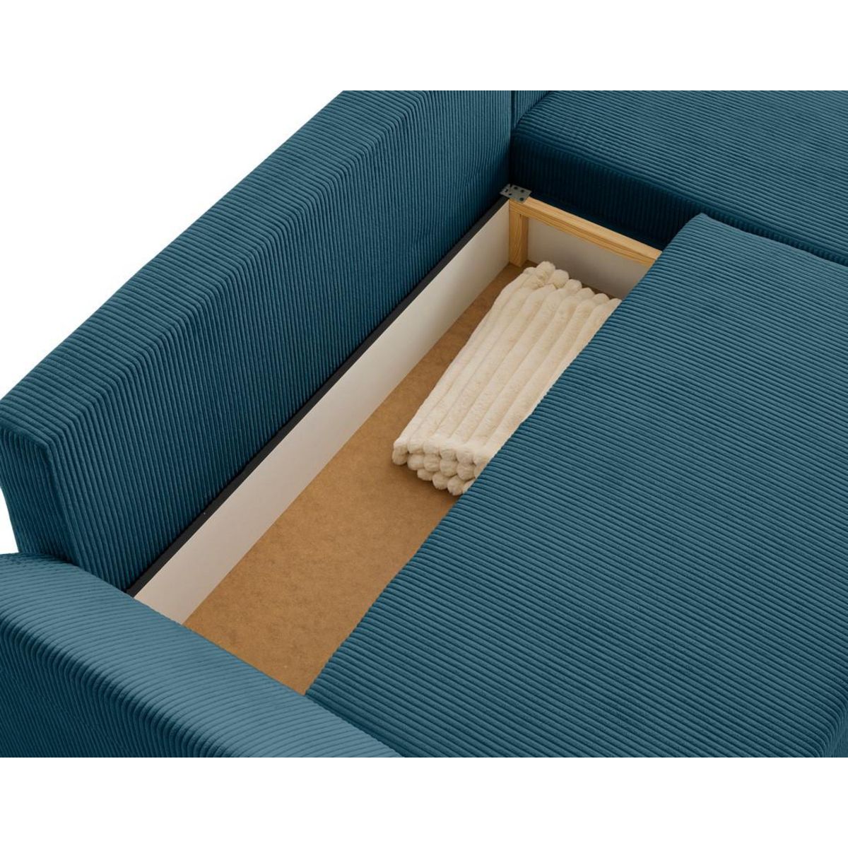 BEST MOBILIER Mike - canapé d'angle réversible - 4 places - convertible avec coffre - en velours côtelé