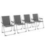 Voir la diapositive 1 : OUTSUNNY Lot de 4 chaises pliantes de jardin chaises de camping plage avec accoudoirs tissu Oxford gris