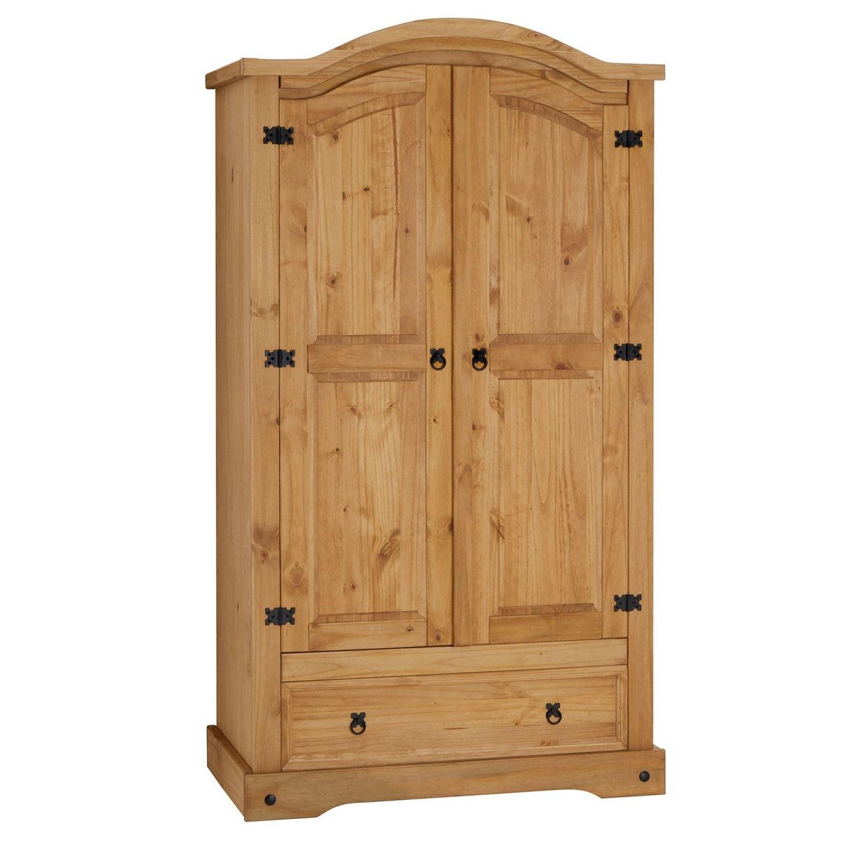 IDIMEX Armoire SALSA penderie pour vêtements style mexicain avec 2 portes 1 étagère 1 tiroir, en pin massif finition teintée/cirée