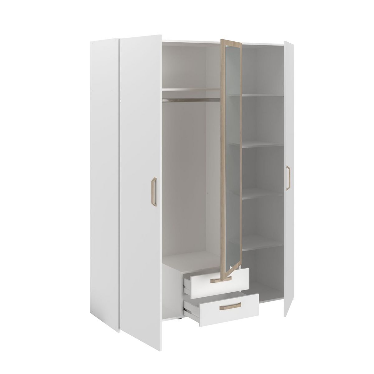 Armoire 3 portes 1 miroir 2 tiroirs SANDRINE