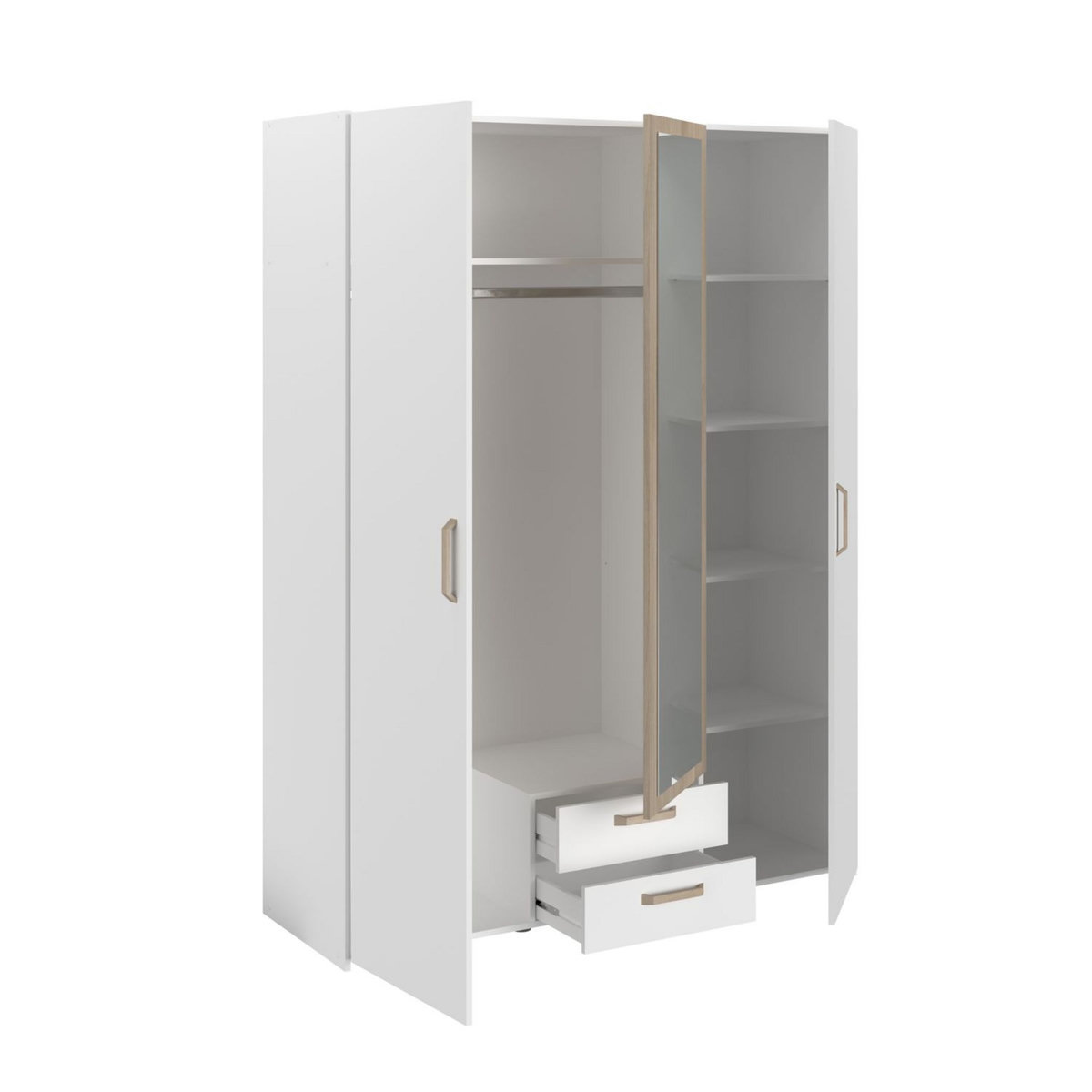 Armoire 3 portes 1 miroir 2 tiroirs SANDRINE