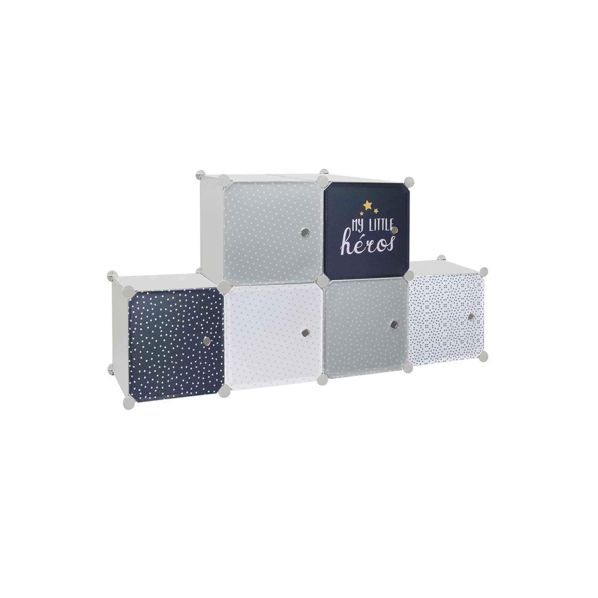 Voir la diapositive 2 : HOME DECO KIDS Lot de 6 cubes modulables  rangement  95cm gris