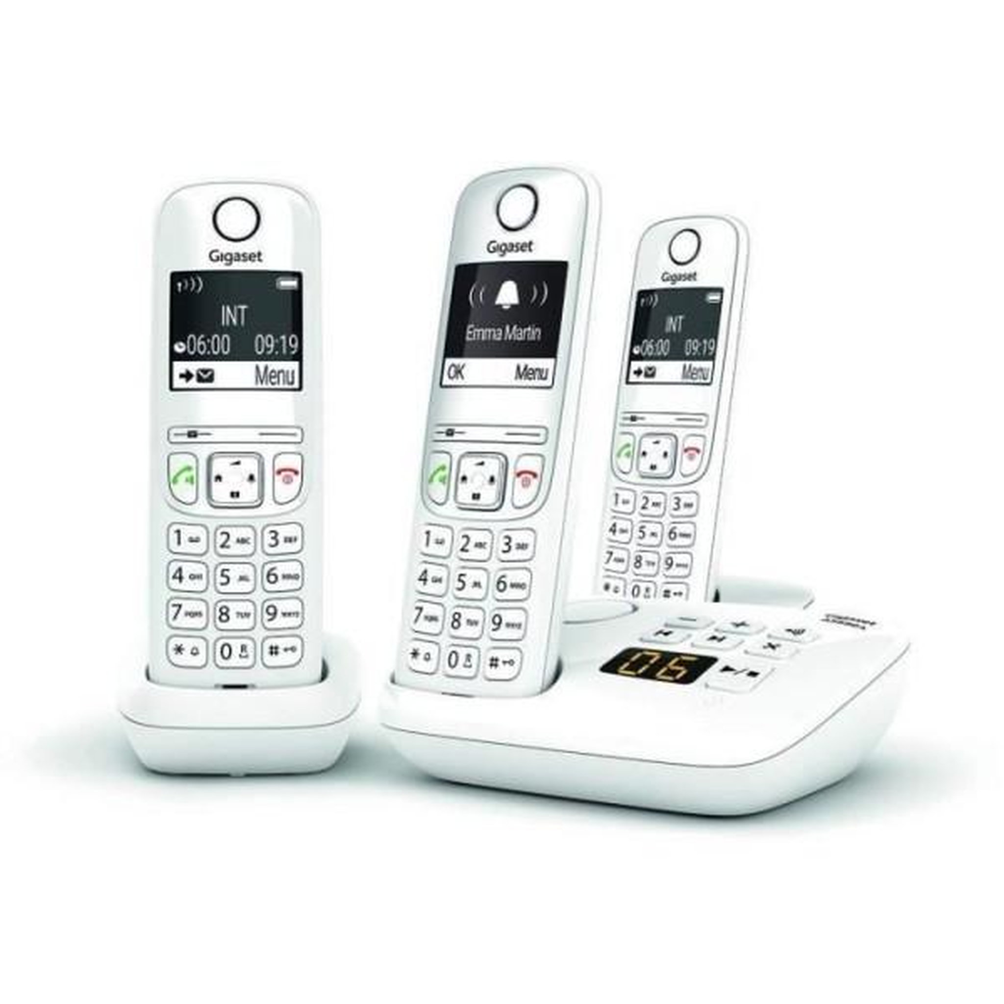 Voir la diapositive 2 : GIGASET Téléphone sans fil trio dect blanc avec répondeur - GIGAAS690ATRIOBLANC