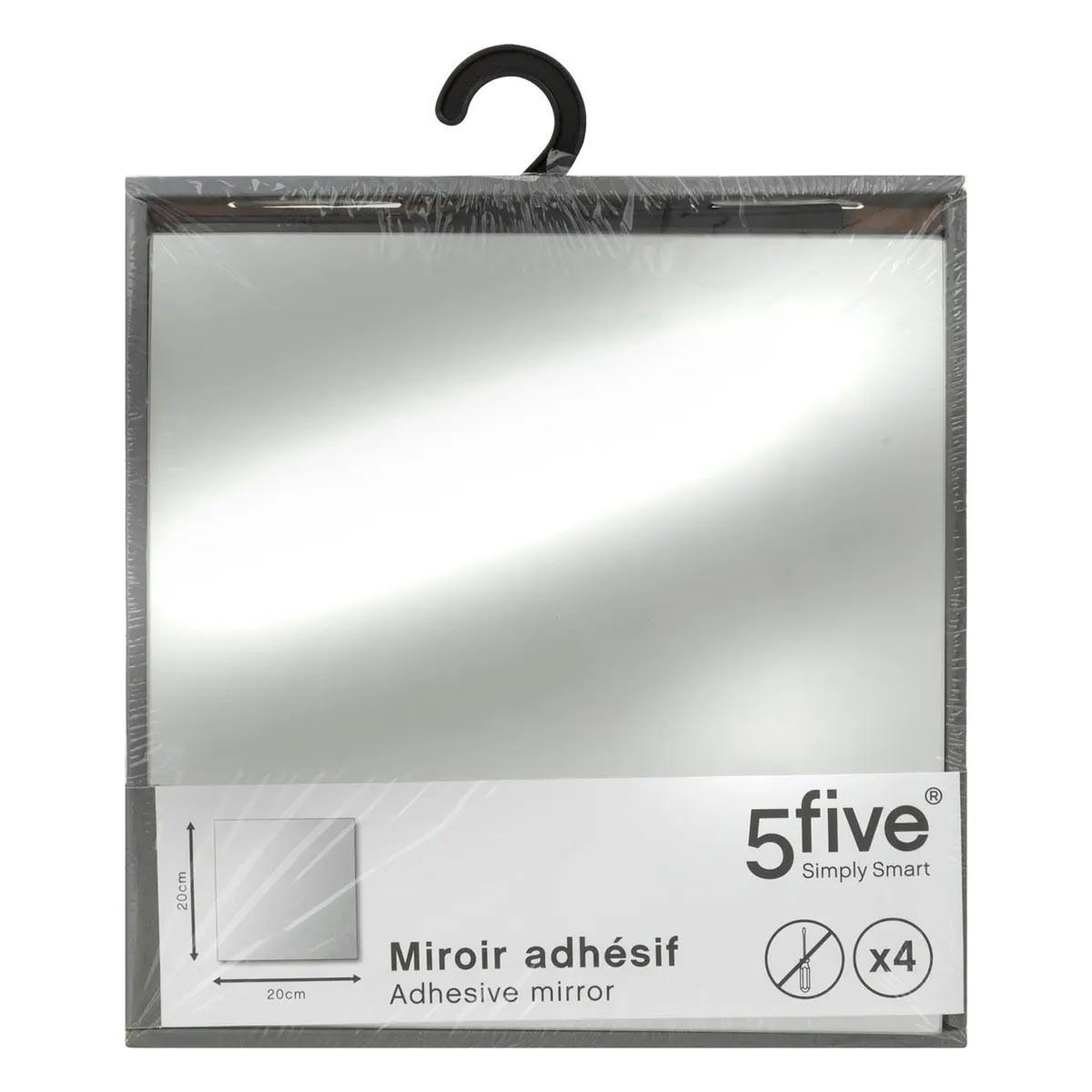 Voir la diapositive 4 : ATMOSPHERA Lot de 4 miroirs adhésifs  carré  20x20cm argent