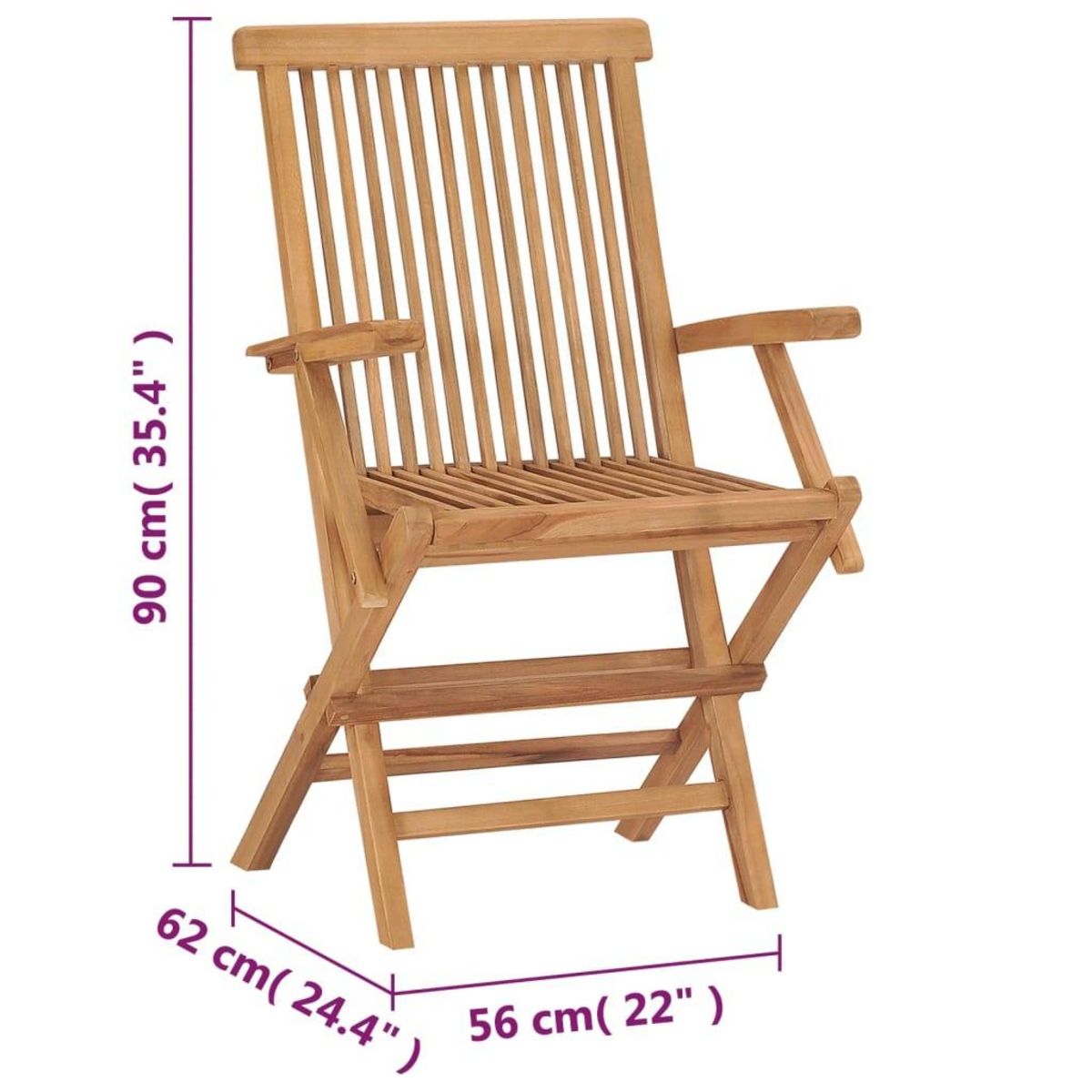 VIDAXL Chaises de jardin pliables lot de 2 Bois de teck massif