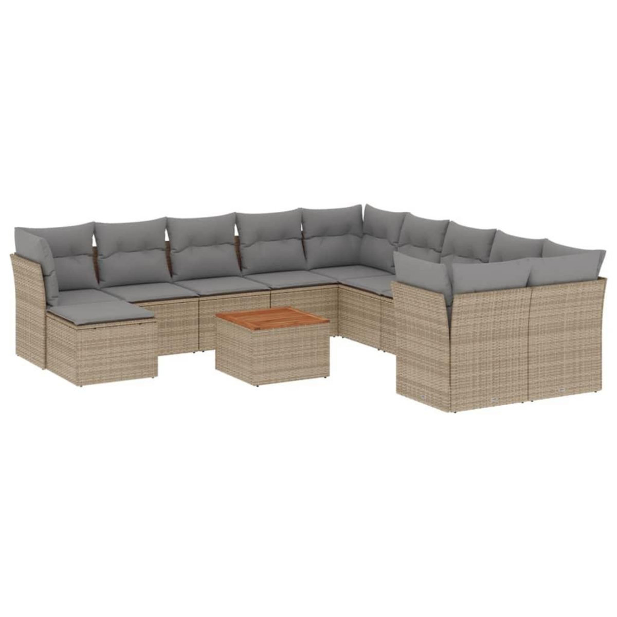 VIDAXL Salon de jardin et coussins 12 pcs melange beige resine tressee