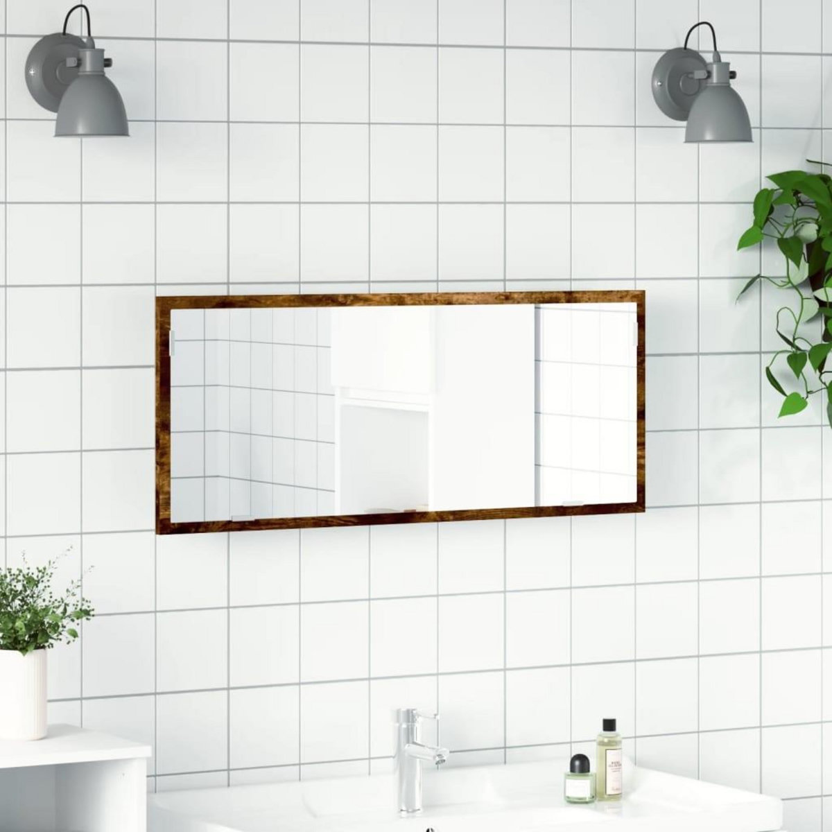 VIDAXL Miroir de salle de bain a LED chene fume bois d'ingenierie