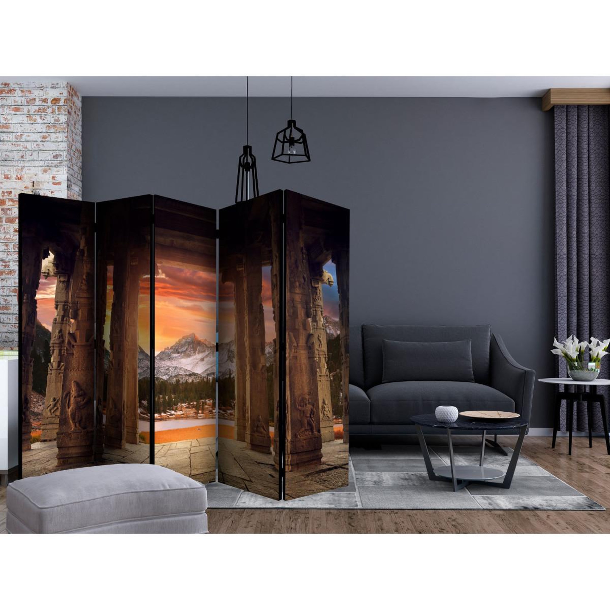 Voir la diapositive 2 : Paris Prix Paravent 5 volets  trail of rocky temples  172x225cm