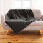 Paris Prix Plaid à Franges  Coraline  125x150cm Anthracite