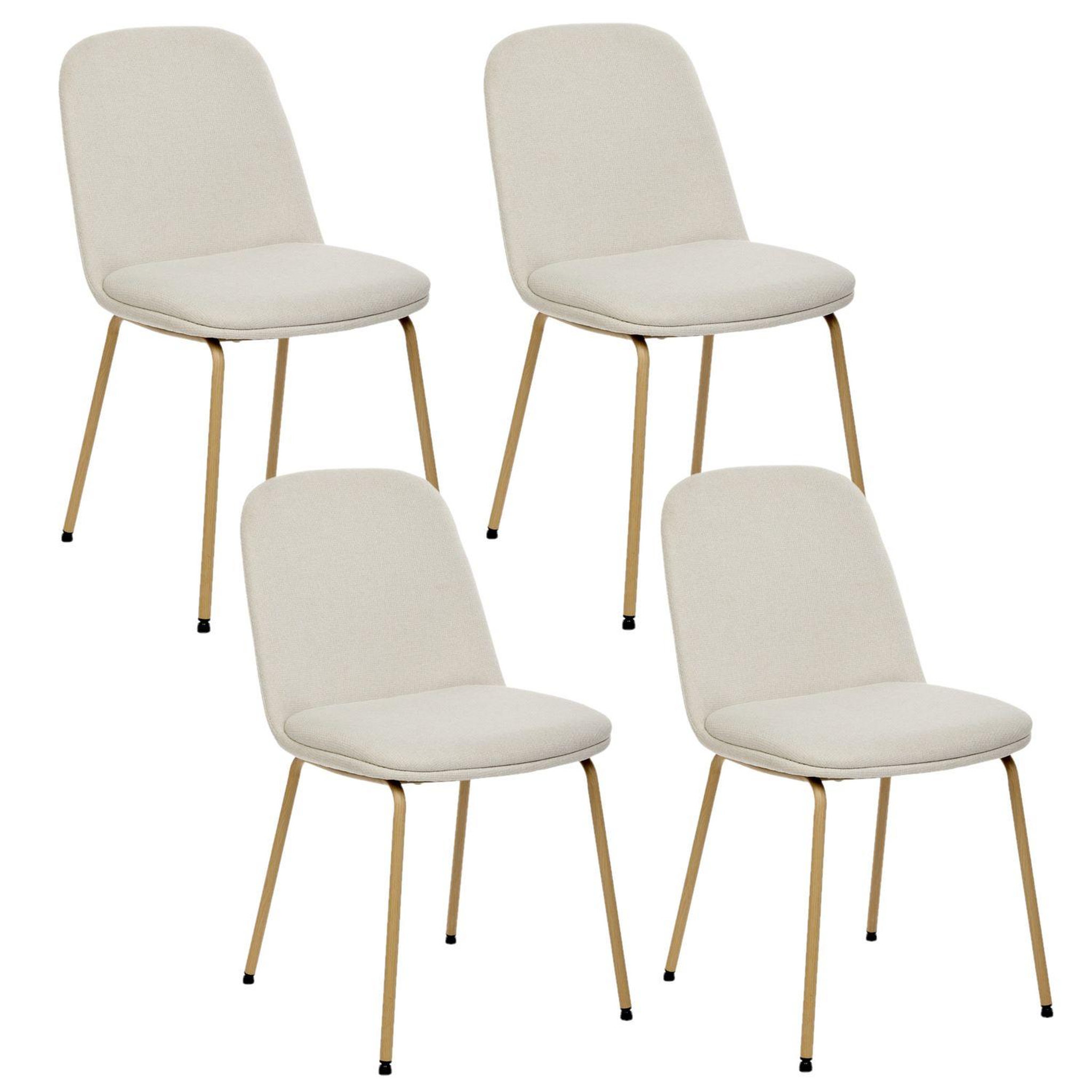 Voir la diapositive 1 : TOILINUX Lot de 4 chaises en tissu et pieds métal neora