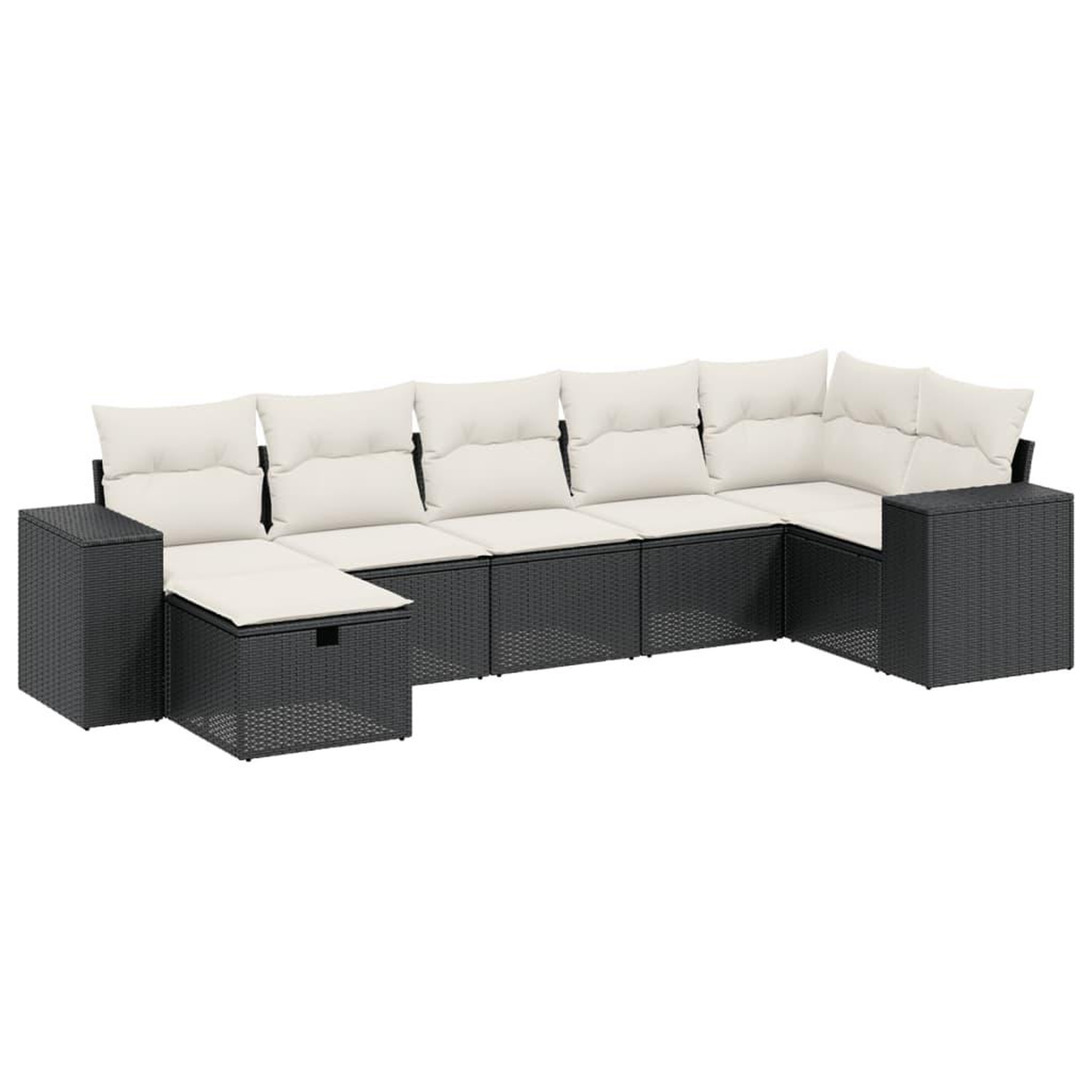 Voir la diapositive 2 : VIDAXL Salon de jardin 7 pcs avec coussins noir resine tressee