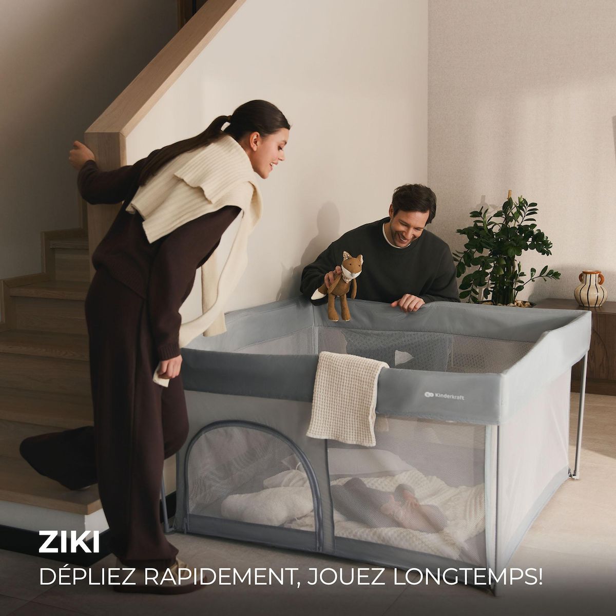 KINDERKRAFT Lit de camping pliant multifonction avec parc intégré