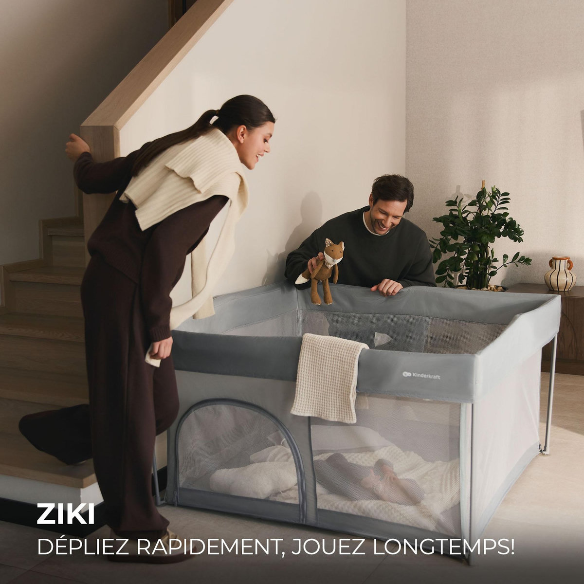 KINDERKRAFT Lit de camping pliant multifonction avec parc intégré