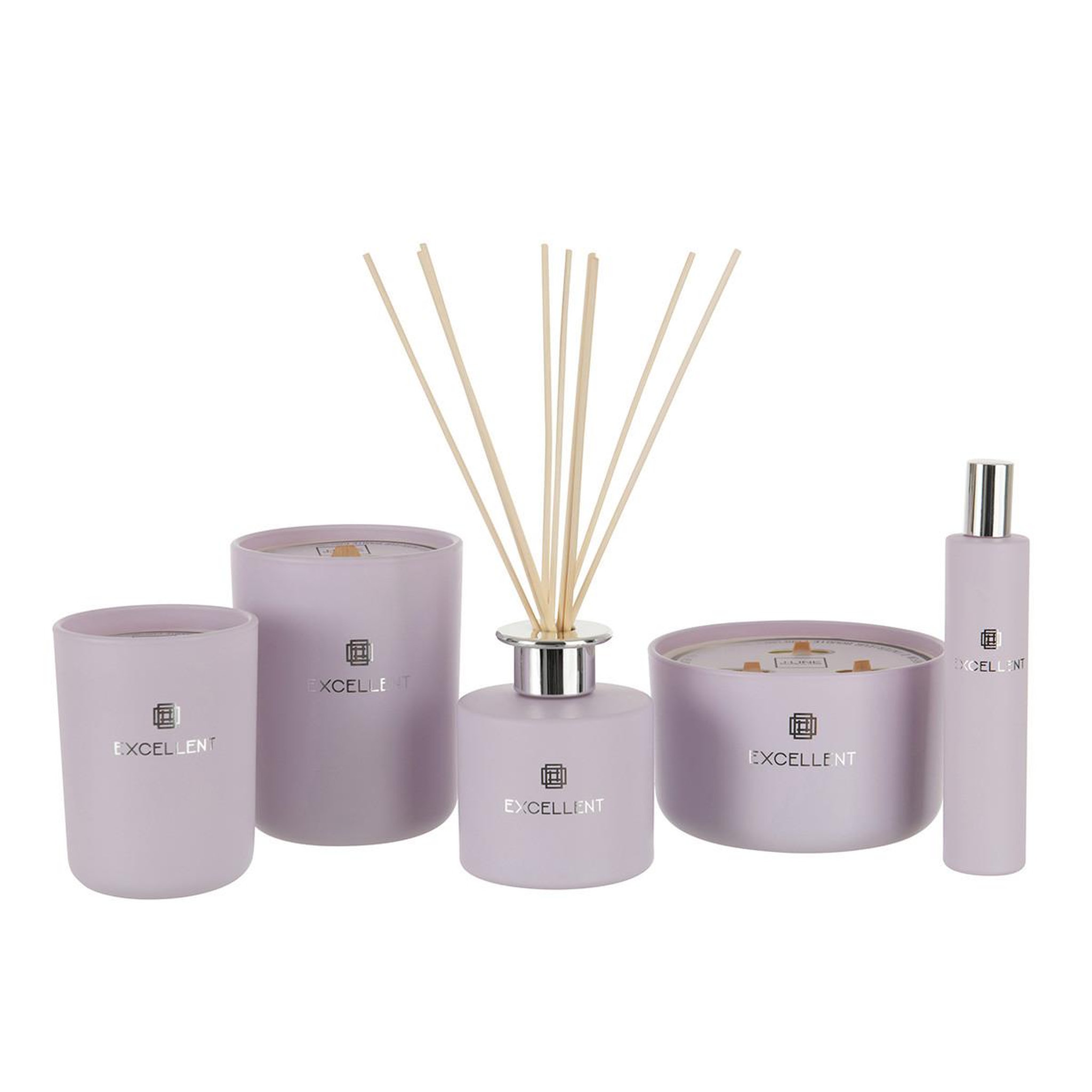 Voir la diapositive 2 : J-LINE Bougie parfumée en verre  excellent  13cm siberia fir lilas