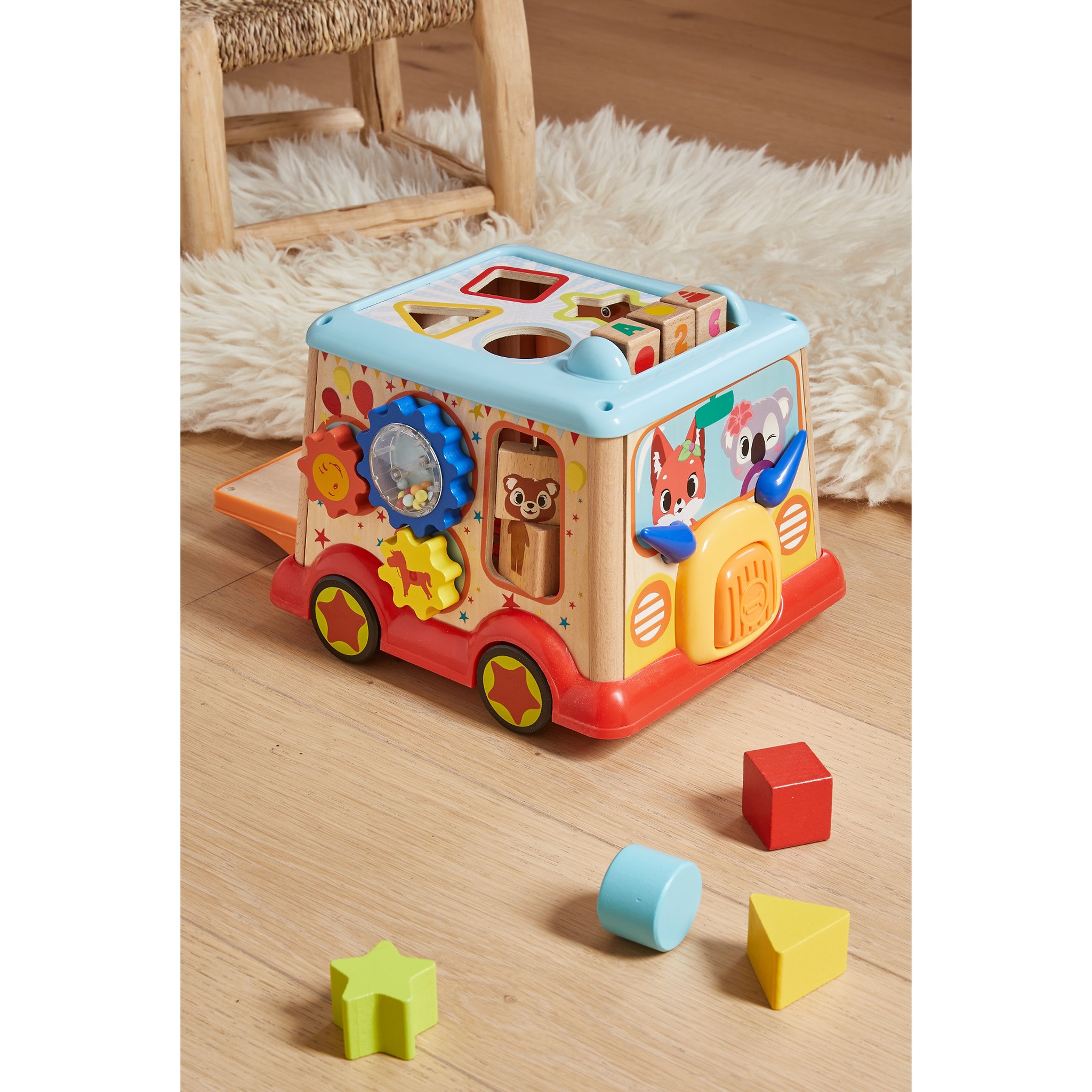 Voir la diapositive 4 : One Two Fun Mon premier bus d'école en bois 