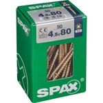 CENTRALE BRICO Lot de 50 vis acier tête fraisée pozidriv SPAX, Diam.4.5 mm x L.80 mm