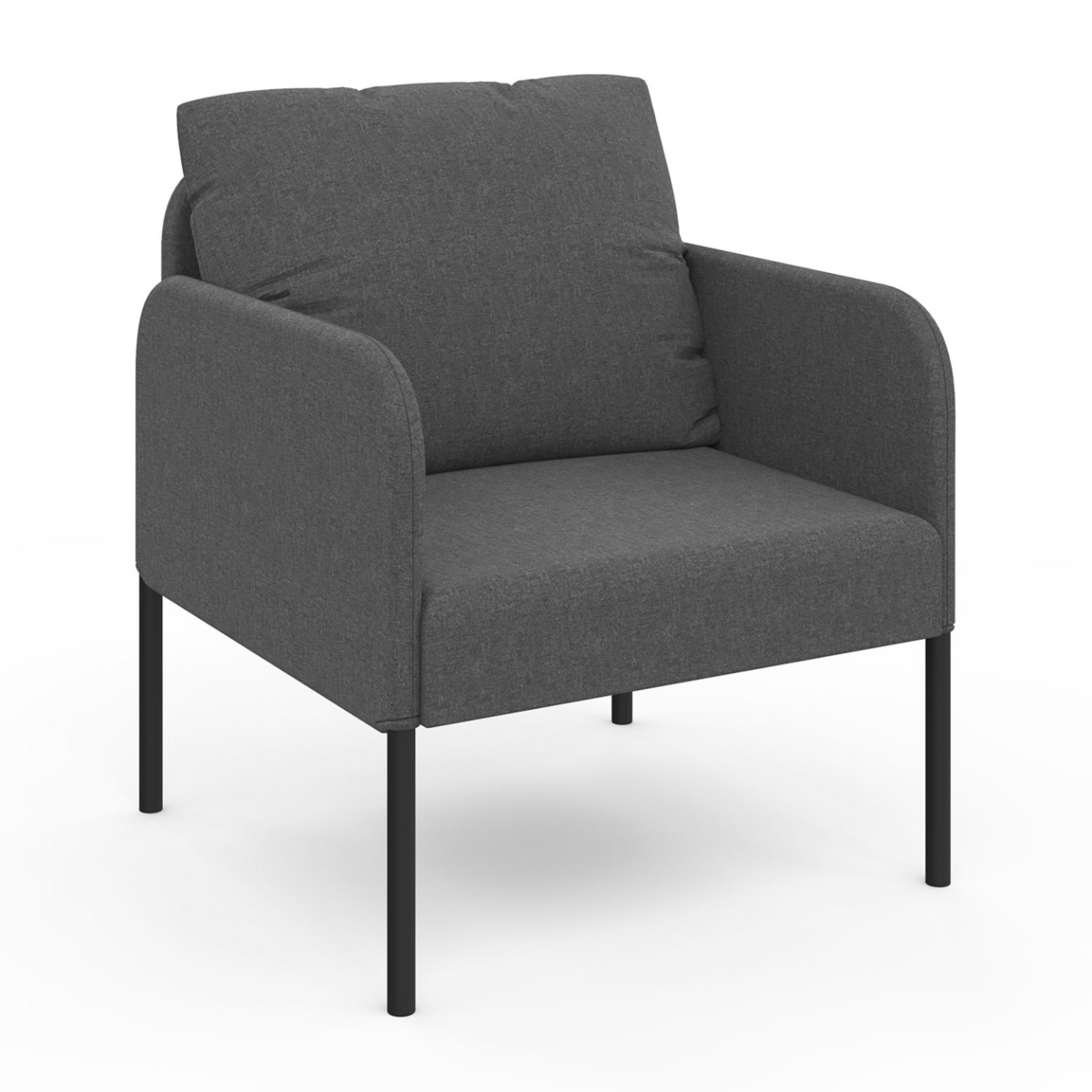 ID MARKET Fauteuil AUGUSTE tissu gris anthracite pieds métal noir