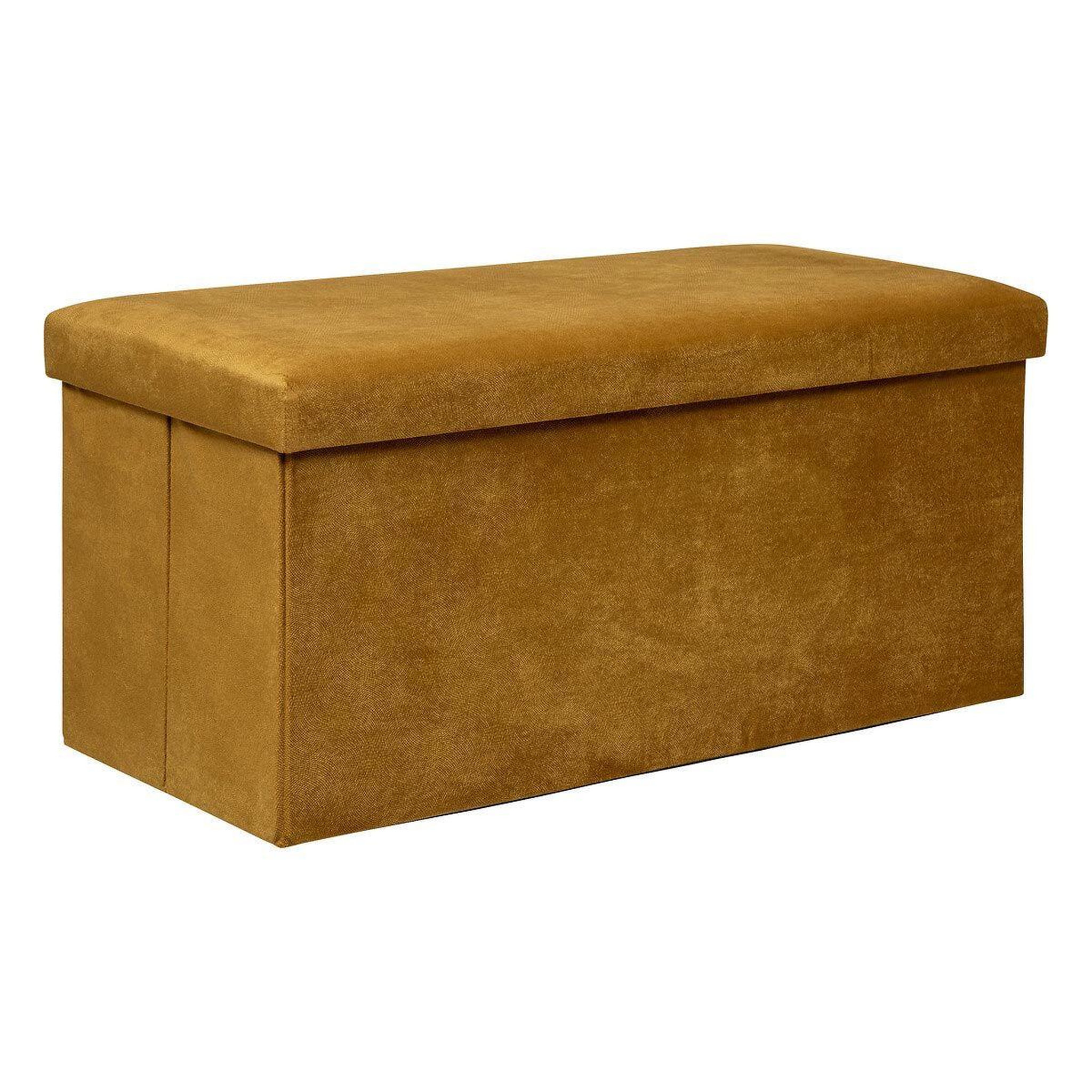 ATMOSPHERA Banquette coffre pliable en velours  lilou  76cm ocre