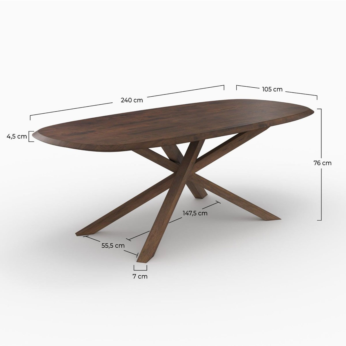 Rendez vous déco Table rectangulaire en bois d'hévéa massif foncé 10 personnes-Aladin