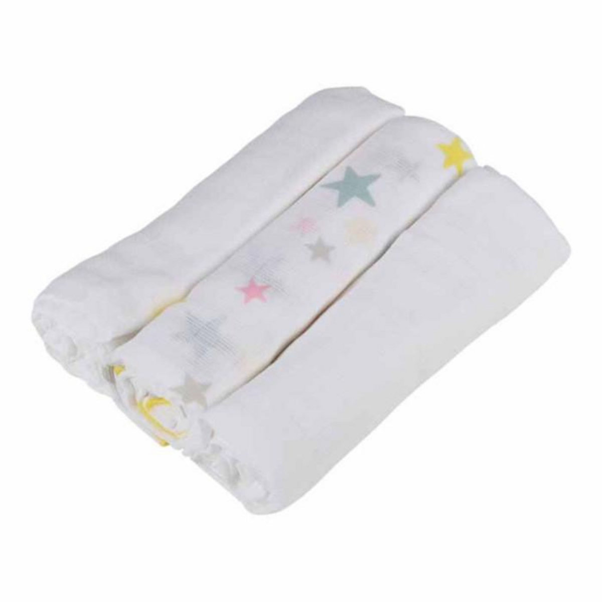 Paris Prix Lot de 3 Langes en Coton  Ciel  70cm Gris