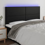 Voir la diapositive 1 : VIDAXL Tete de lit a LED Noir 200x5x118/128 cm Similicuir