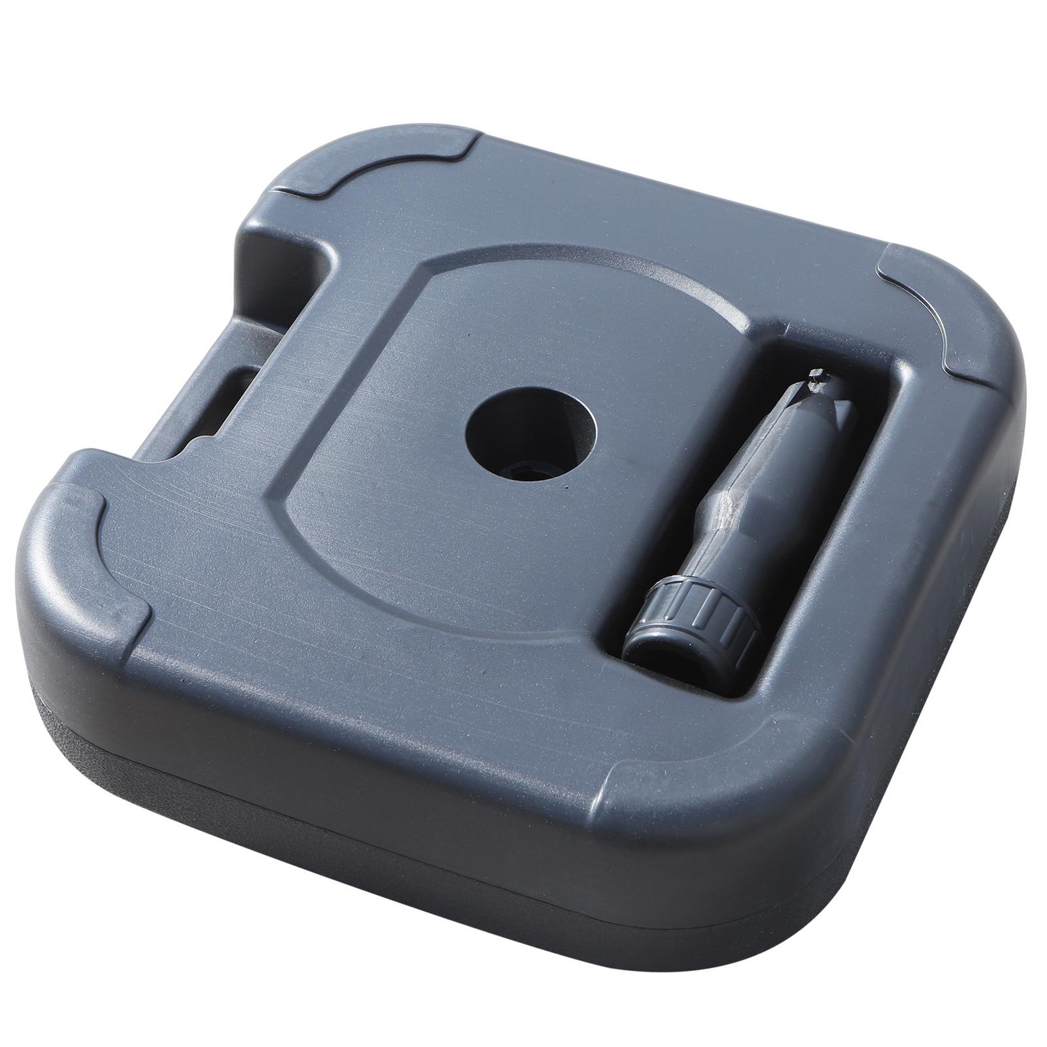 Voir la diapositive 4 : OUTSUNNY Pied de parasol rond base de lestage parasol dim. 46L x 45l x 26H cm HDPE noir
