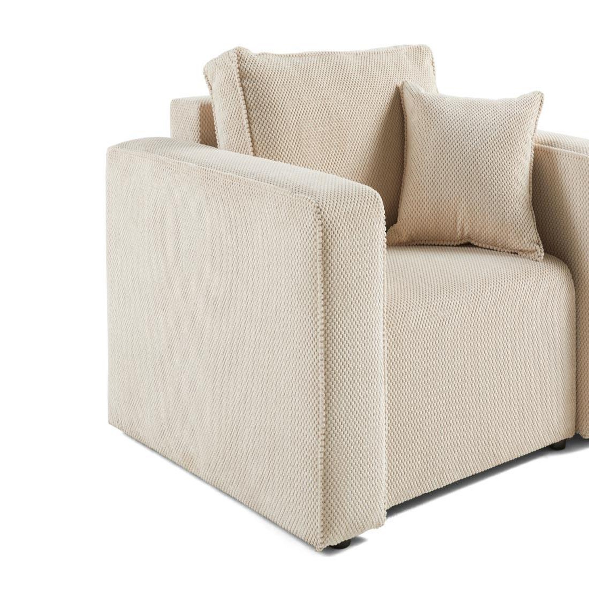 Voir la diapositive 4 : BEST MOBILIER Topaze - fauteuil - en velours texturé