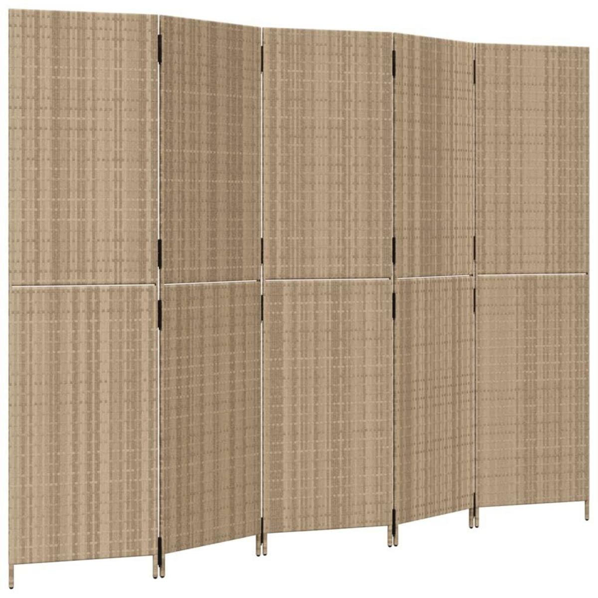 VIDAXL Cloison de separation 5 panneaux beige resine tressee