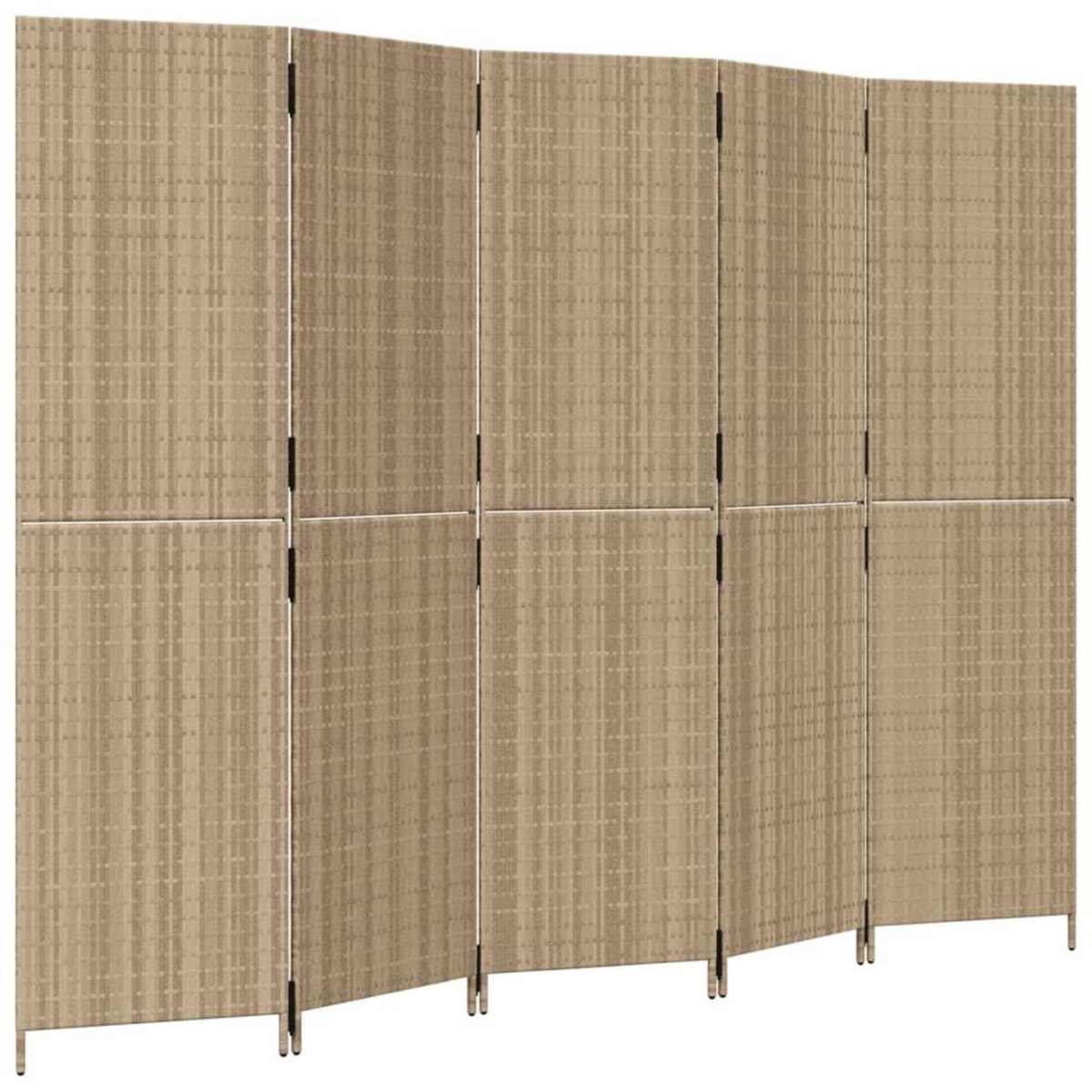 VIDAXL Cloison de separation 5 panneaux beige resine tressee