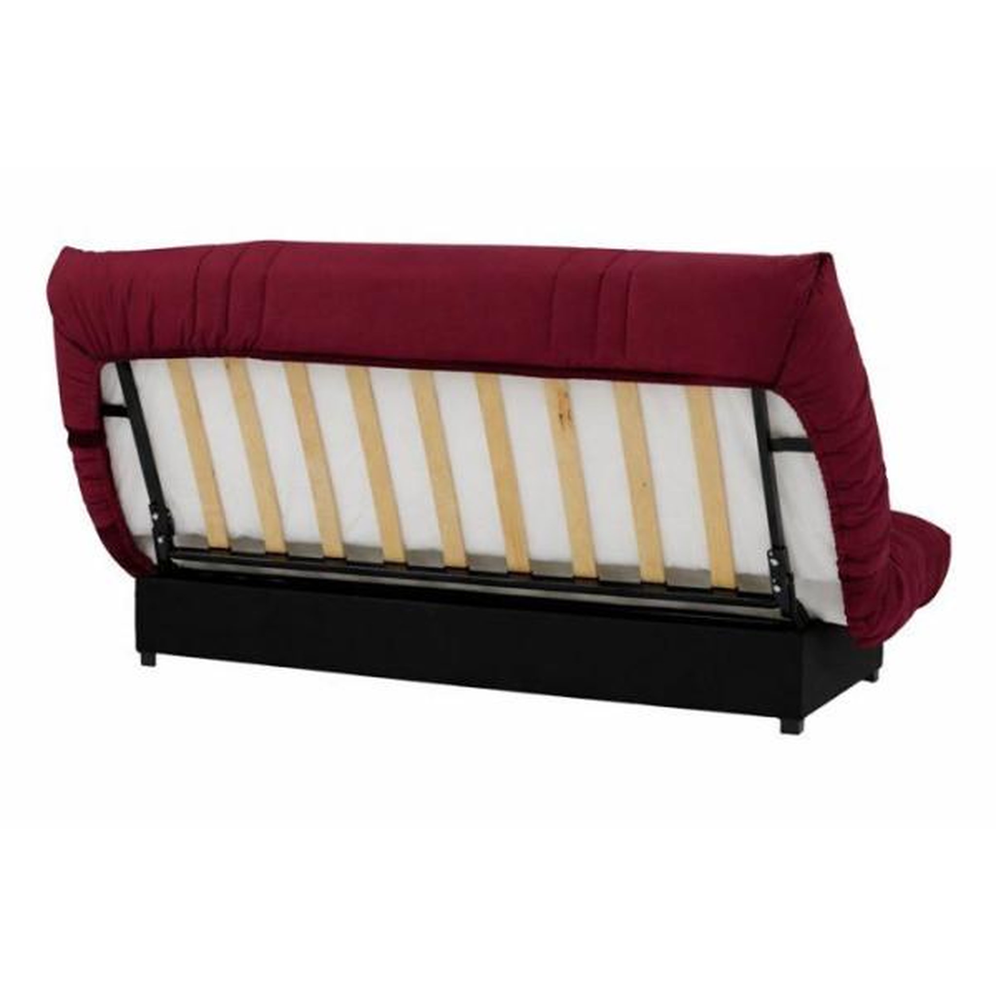Voir la diapositive 5 : N/A Canapé convertible Clic-clac - 3 places - Tissu Bordeaux - 190 x 90 x 92 cm - PIXIE