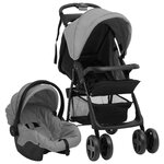 VIDAXL Poussette pour bebe 3-en-1 Gris clair et noir Acier