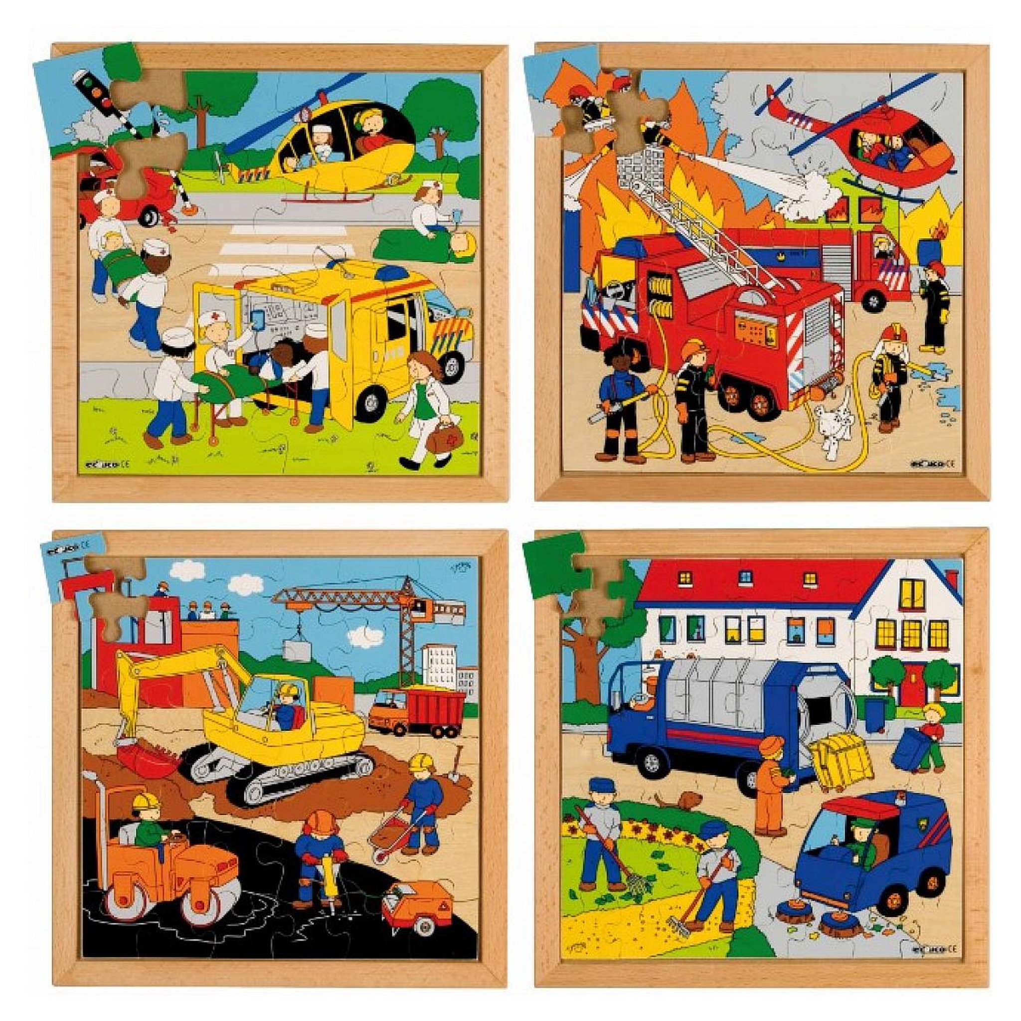 EDUCO Puzzle activités dans la rue: le lot de 4 puzzles - jeu Montessori