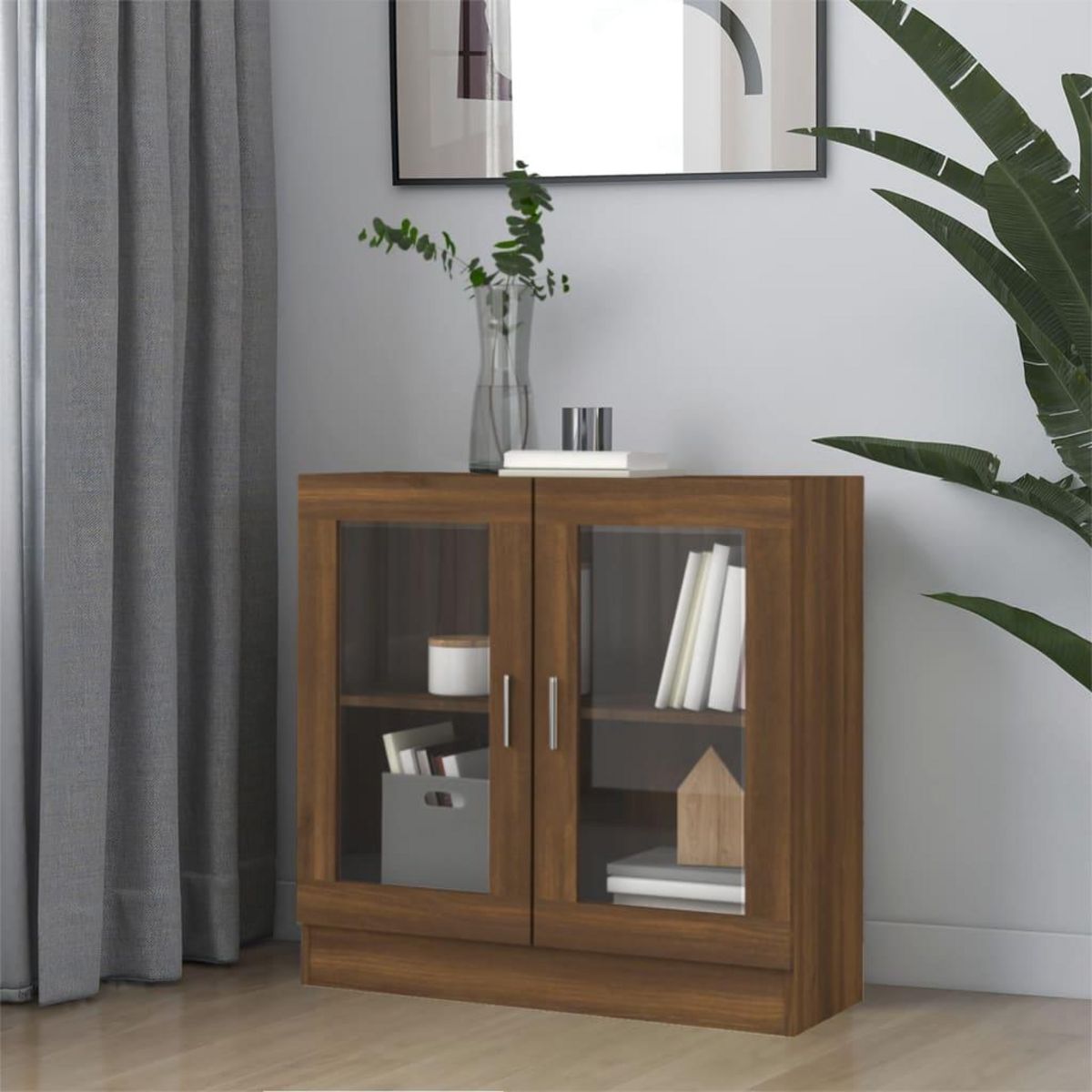 VIDAXL Armoire a vitrine Chene marron 82,5x30,5x80cm Bois d'ingenierie