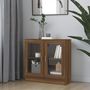 Voir la diapositive 1 : VIDAXL Armoire a vitrine Chene marron 82,5x30,5x80cm Bois d'ingenierie