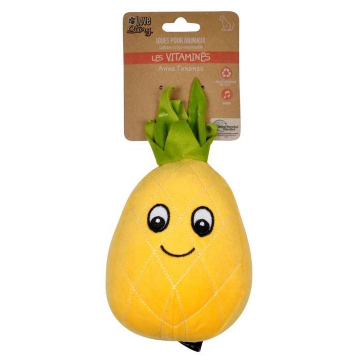 Paris Prix Peluche pour Chien  Ananas  20cm Jaune