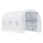 OUTSUNNY Serre de jardin tunnel surface sol 9 m² 4,5L x 2l x 2H m châssis tubulaire renforcé 18 mm 6 fenêtres blanc