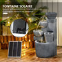Voir la diapositive 6 : OUTSUNNY Fontaine de jardin à énergie solaire - fontaine cascade LED 4 niv. - pompe, pot de fleur - résine grise
